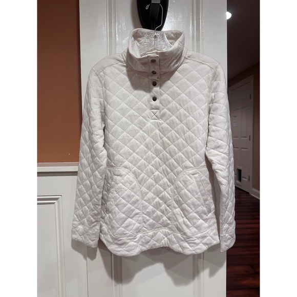 Marmot Quilted Pullover Women's Small Beige Snap Button Pockets Long Sleeve - Picture 4 of 10